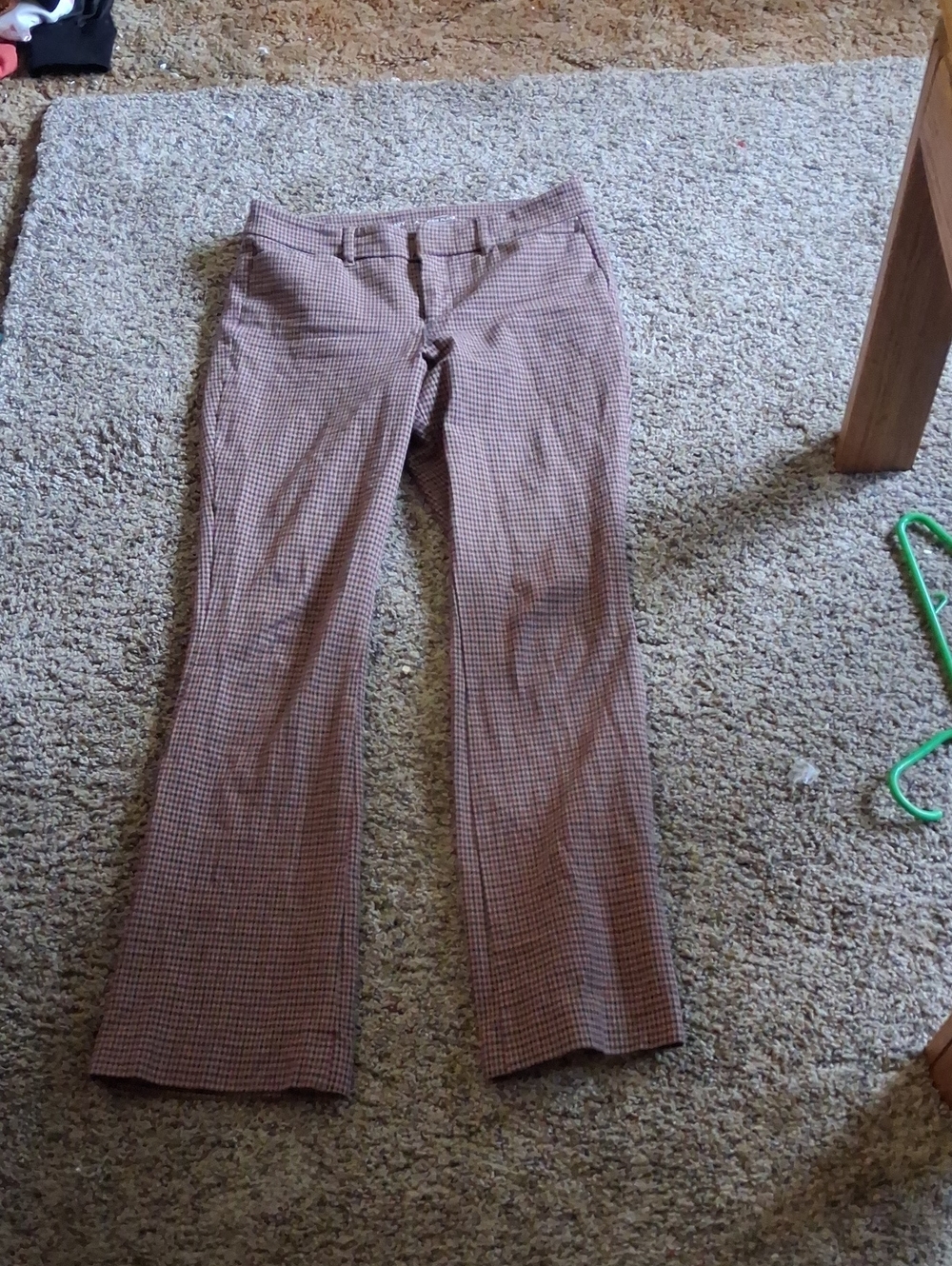 Old Navy Brown Checked Bootcut Pants